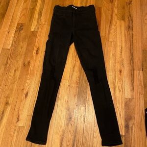 Express high-rise stretch legging, distressed knees, black- Size 0R